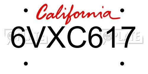 6VXC617 California License Plate