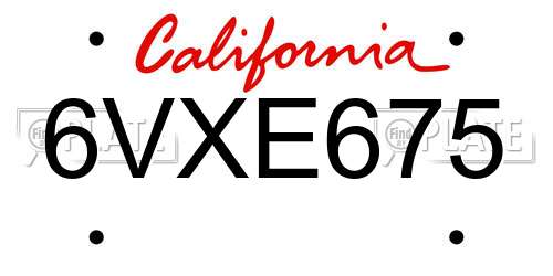 6VXE675 license plate in CA state