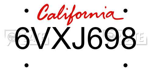 6VXJ698 California License Plate
