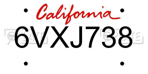 6VXJ738 California License Plate
