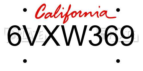 6VXW369 California License Plate