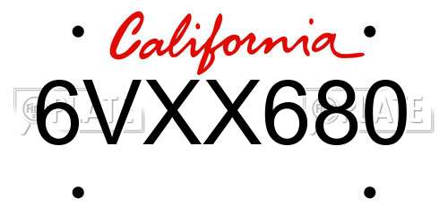 6VXX680 California License Plate