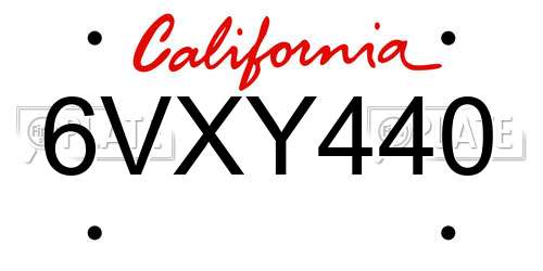 6VXY440 California License Plate