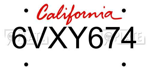 6VXY674 California License Plate
