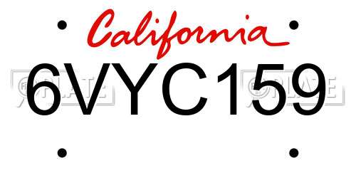 6VYC159 California License Plate