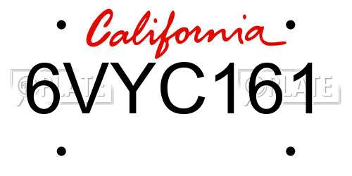 6VYC161 California License Plate