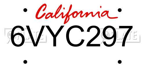6VYC297 California License Plate