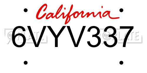 6VYV337 California License Plate