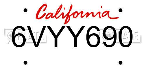 6VYY690 California License Plate