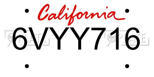 6VYY716 California License Plate