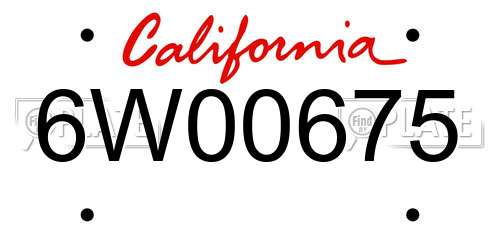 6W00675 California License Plate