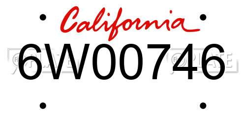 6W00746 California License Plate