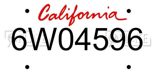 6W04596 California License Plate