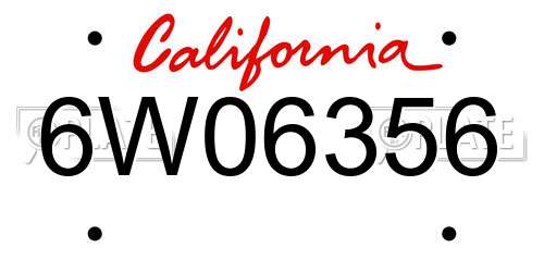 6W06356 California License Plate
