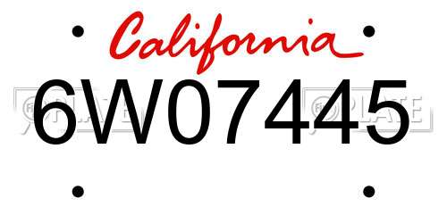 6W07445 California License Plate