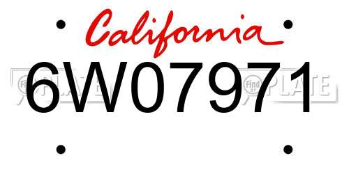 6W07971 California License Plate