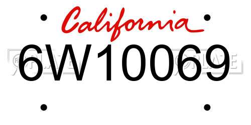 6W10069 California License Plate