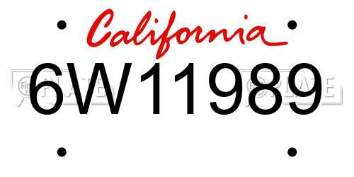 6W11989 California License Plate