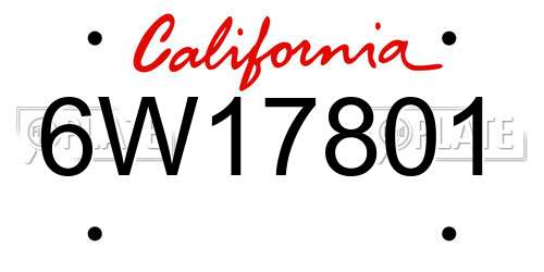 6W17801 California License Plate