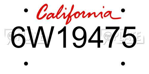 6W19475 California License Plate
