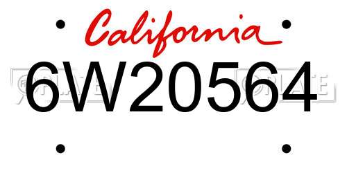 6W20564 California License Plate