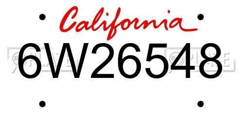 6W26548 California License Plate