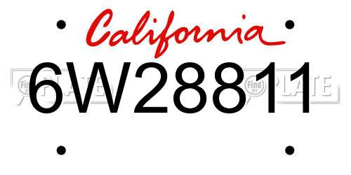 6W28811 California License Plate