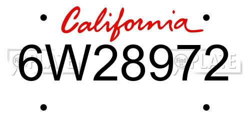6W28972 California License Plate