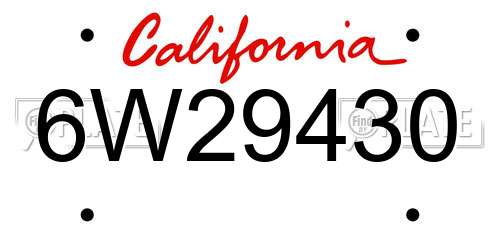 6W29430 California License Plate