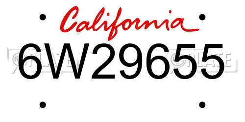 6W29655 California License Plate