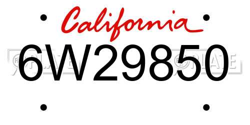 6W29850 California License Plate