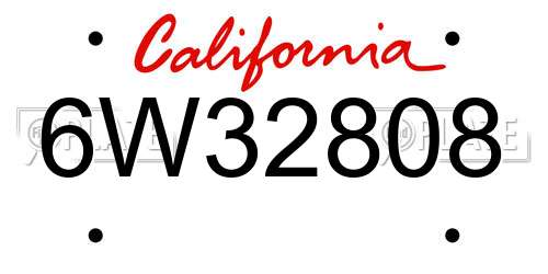6W32808 California License Plate
