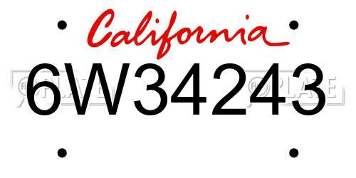6W34243 California License Plate