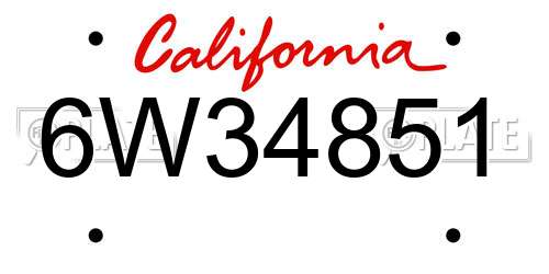 6W34851 California License Plate