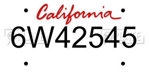 6W42545 California License Plate