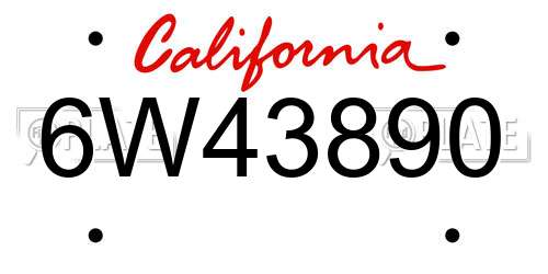 6W43890 California License Plate