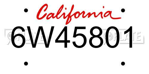 6W45801 California License Plate