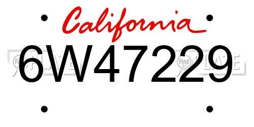 6W47229 California License Plate