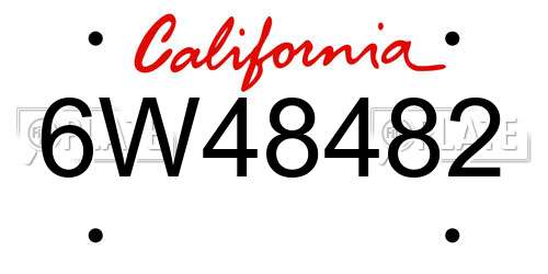 6W48482 California License Plate
