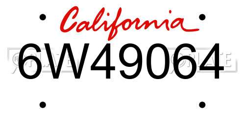 6W49064 California License Plate