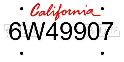 6W49907 California License Plate
