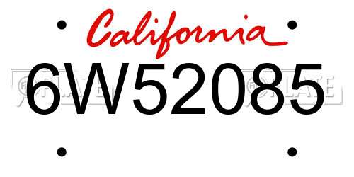 6W52085 California License Plate