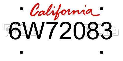 6W72083 California License Plate