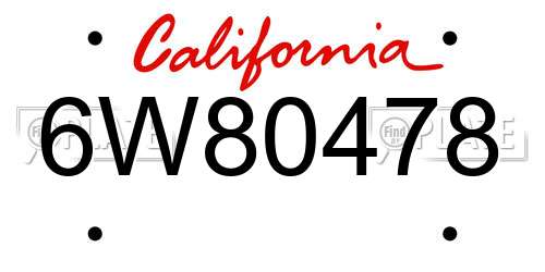 6W80478 California License Plate