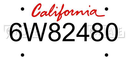 6W82480 California License Plate