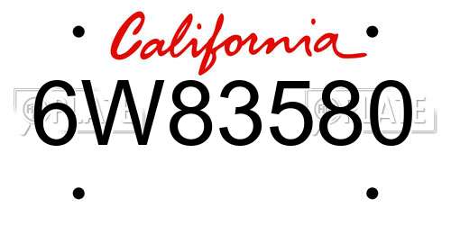 6W83580 California License Plate