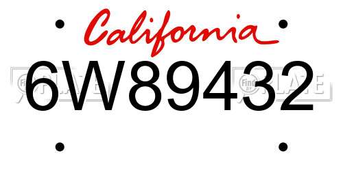6W89432 California License Plate