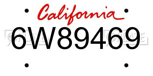 6W89469 California License Plate