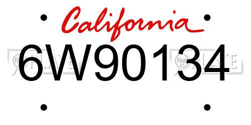 6W90134 California License Plate