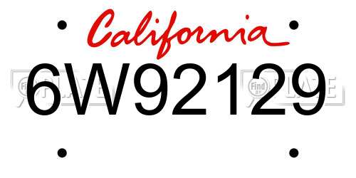 6W92129 California License Plate
